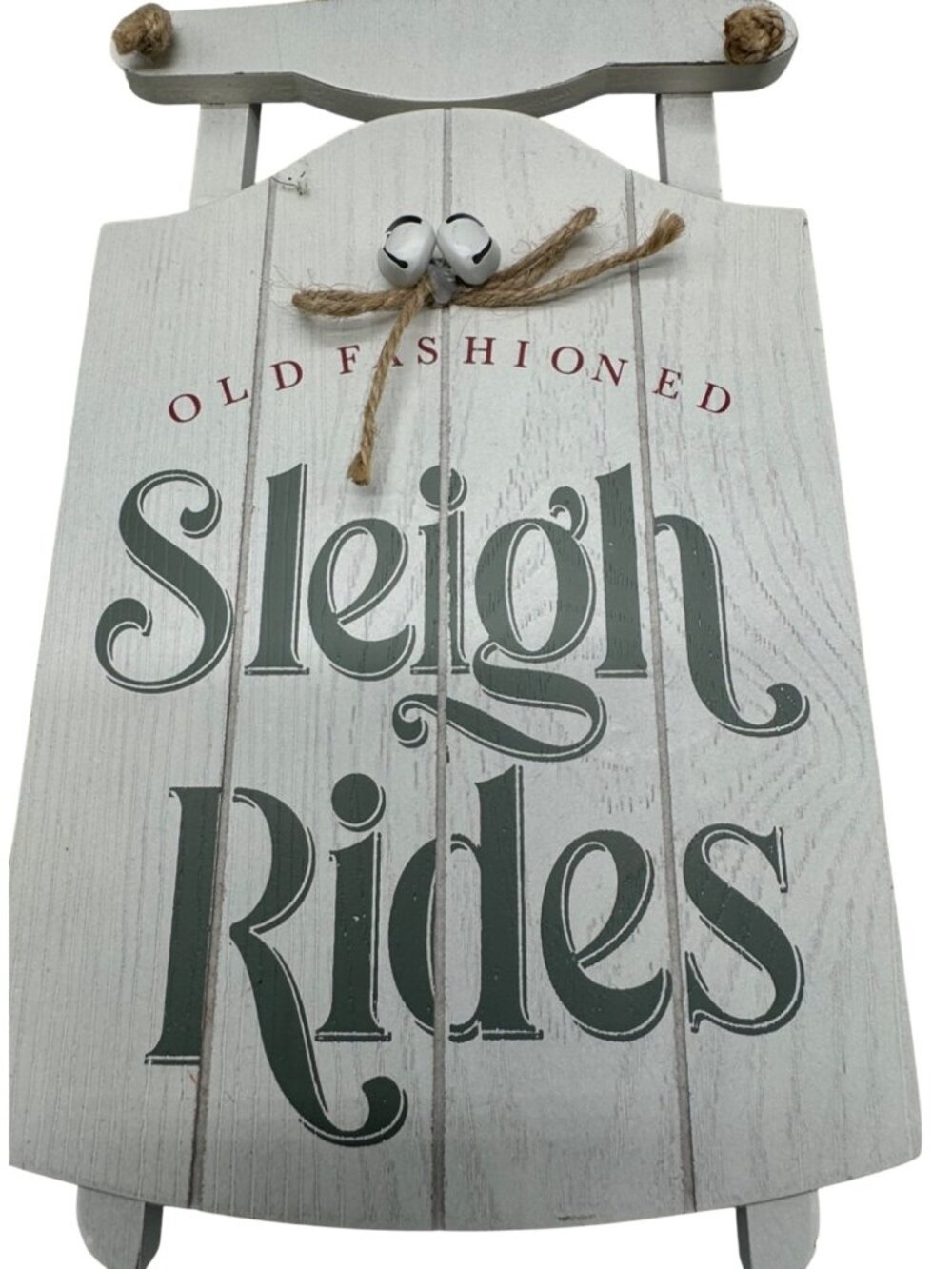 Old Fashioned Sleigh Rides Wall Décor With Bells & Rope Hanger Rustic Wood READ